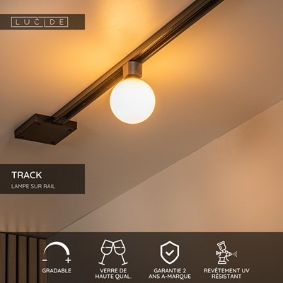 Lucide TRACK TYCHO Spot sur rail - Système de rail monophasé / Éclairage sur rail - 1xG9 - Opal(Extension)